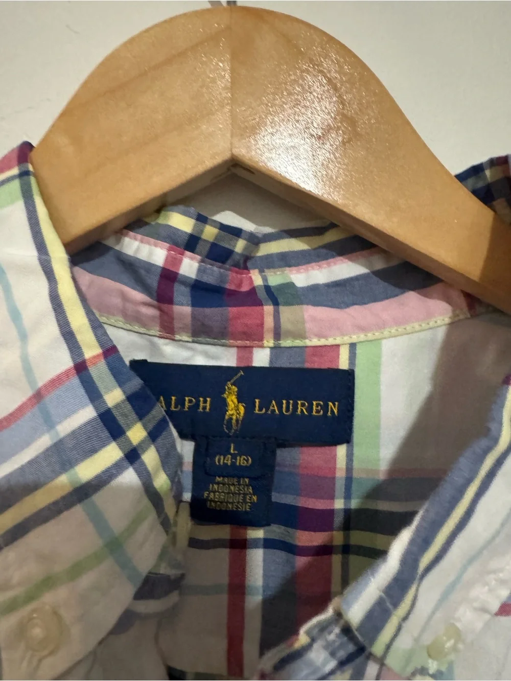 Polo Ralph Lauren Boys Size L 14-16 Plaid Short Sleeve Button Down Shirt Multi